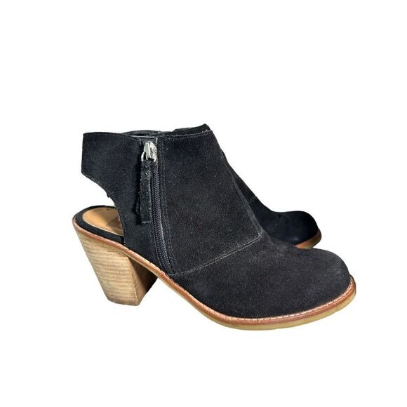 Dolce Vita Black Suede Heeled Peep Heel Bootie - Picture 2 of 11